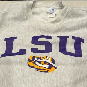 LSU Gray Sweatshirt with Purple and Gold Logo